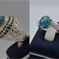 Silver Couple Rings: Pair 134,  Stone: Shajri Feroza - AmeerAliEnterprises