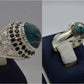 Silver Couple Rings: Pair 135,  Stone: Shajri Feroza - AmeerAliEnterprises