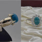 Silver Couple Rings: Pair 22,  Stone: Feroza (Turquoise) - AmeerAliEnterprises