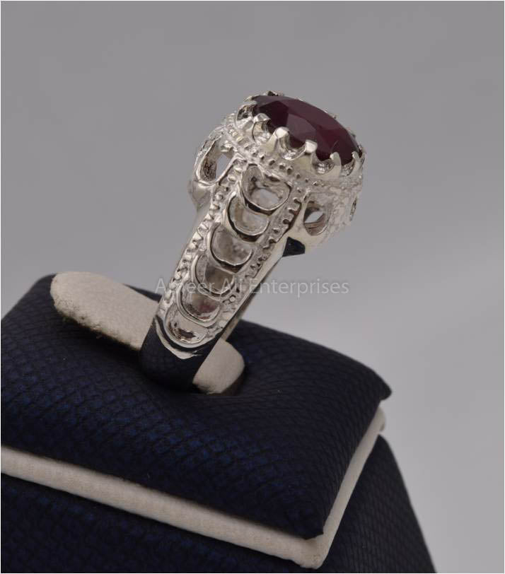 AAE 4444 Chandi Ring 925, Stone: Ruby (Yaqoot)