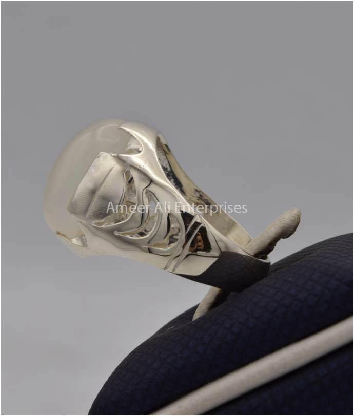 AAE 2221 Chandi Ring 925, Stone: Dur e Najaf - AmeerAliEnterprises