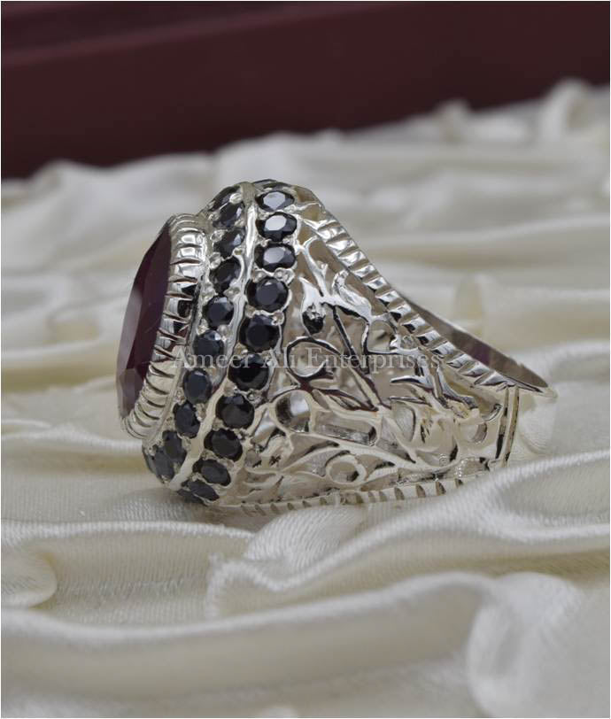 AAE 3919 Chandi Ring 925, Stone: Ruby (Yaqoot)