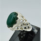 AAE 6237 Chandi Ring 925, Stone: Green Aqeeq