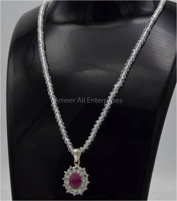 AAE 5780 Chandi Pendant 925, Stone: Ruby - AmeerAliEnterprises