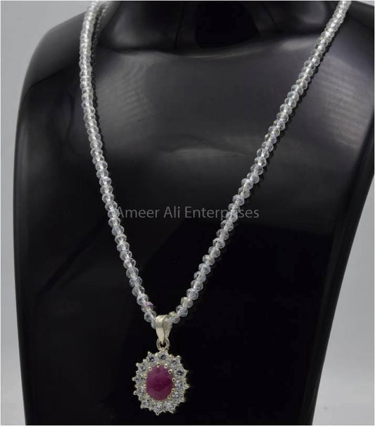 AAE 5780 Chandi Pendant 925, Stone: Ruby - AmeerAliEnterprises
