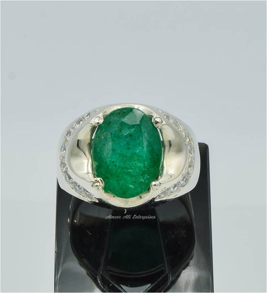 AAE 6247 Chandi Ring 925, Stone: Emerald