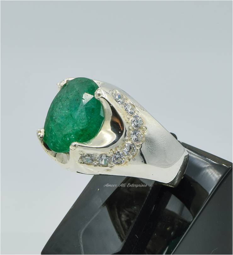 AAE 6247 Chandi Ring 925, Stone: Emerald