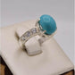 AAE 2504 Chandi Ring 925, Stone: Feroza (Turquoise) - AmeerAliEnterprises