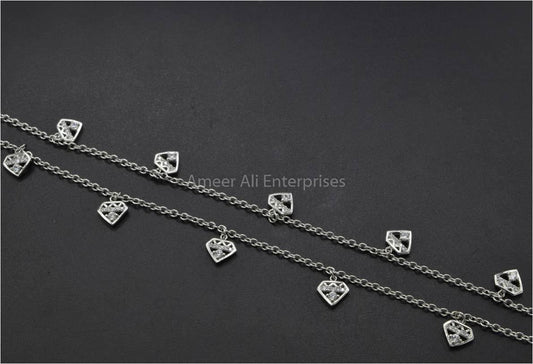 AAE 5924 Chandi Pazaib (Anklet) 925, Stone Zircon - AmeerAliEnterprises