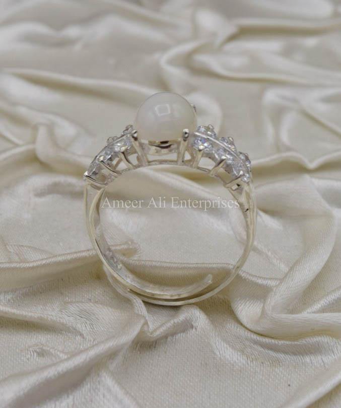AAE 0324 Chandi Ring 925, Stone Opal (White) - AmeerAliEnterprises