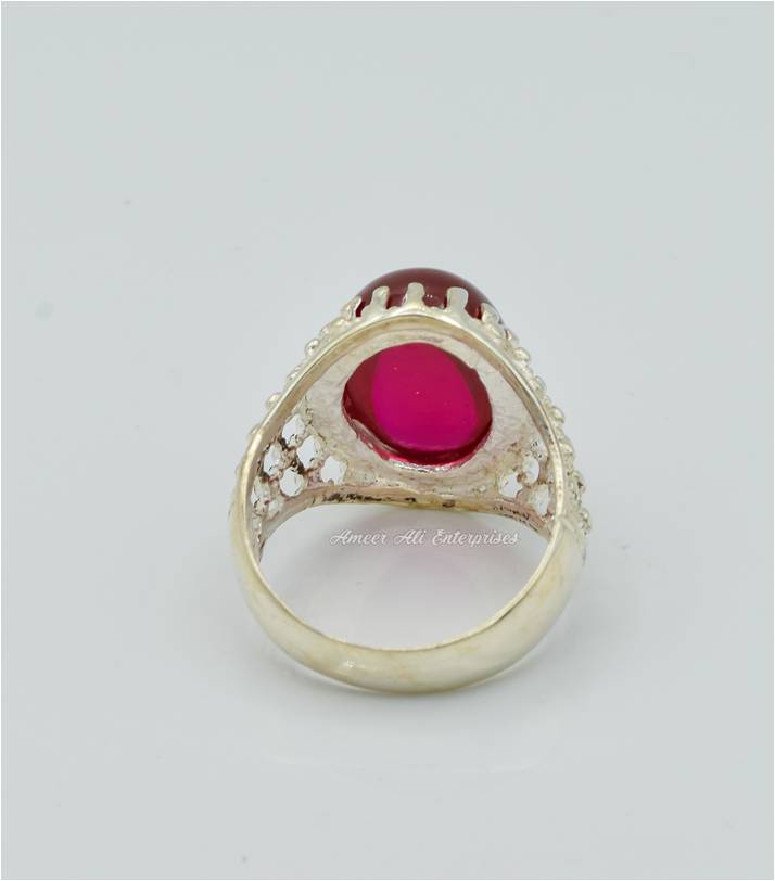 AAE 6292 Chandi Ring 925, Stone: Irani Poota Yaqoot