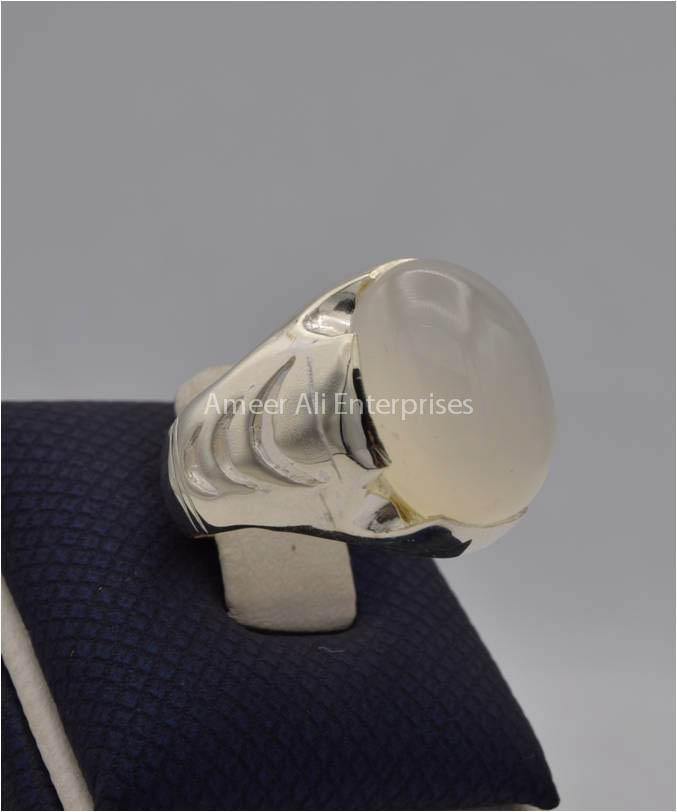 AAE 2221 Chandi Ring 925, Stone: Dur e Najaf - AmeerAliEnterprises