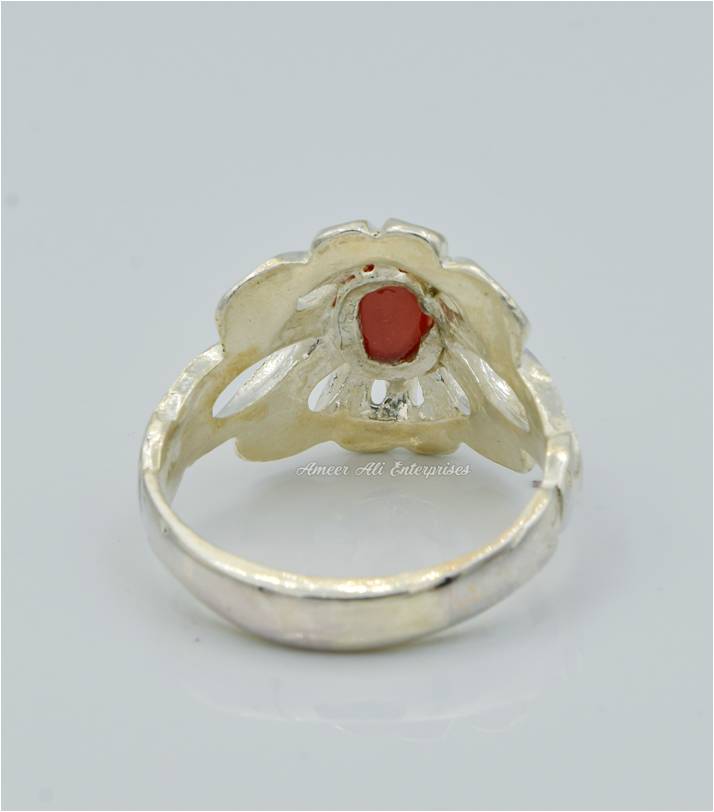 AAE 6272 Chandi Ring 925, Stone: Marjan (Coral)