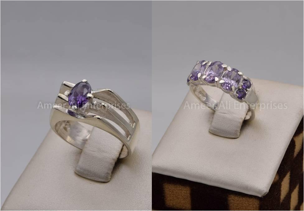 Silver Couple Rings: Pair 117,  Stone: Zircon - AmeerAliEnterprises