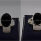Silver Couple Rings: Pair 91,  Stone: Black Aqeeq (Agate) - AmeerAliEnterprises
