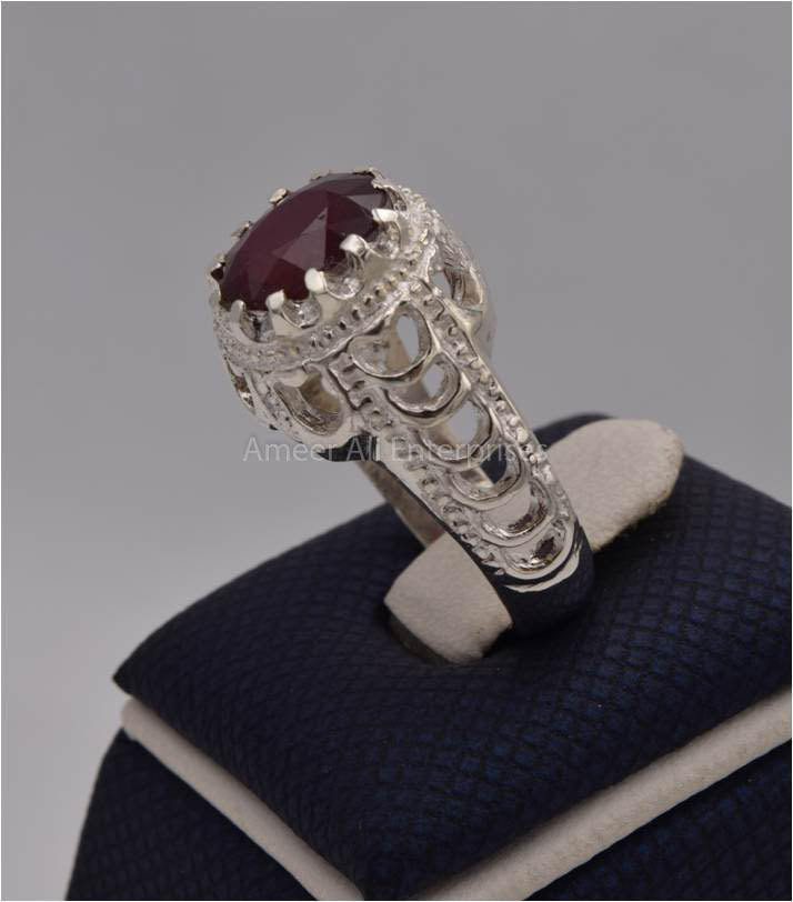 AAE 4444 Chandi Ring 925, Stone: Ruby (Yaqoot)