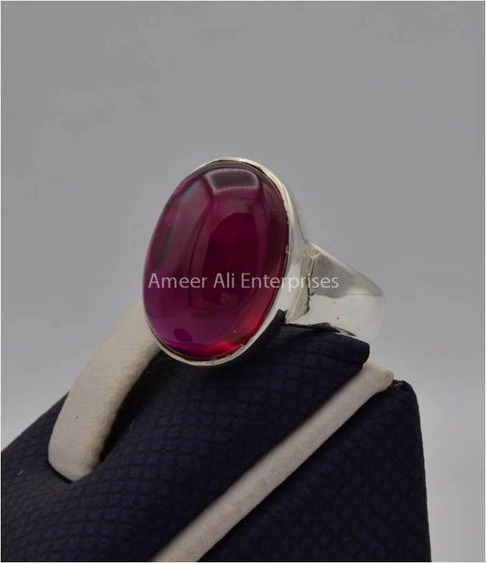 AAE 2203 Chandi Ring 925, Stone: Irani Poota Yaqoot (Anari Yaqoot) - AmeerAliEnterprises