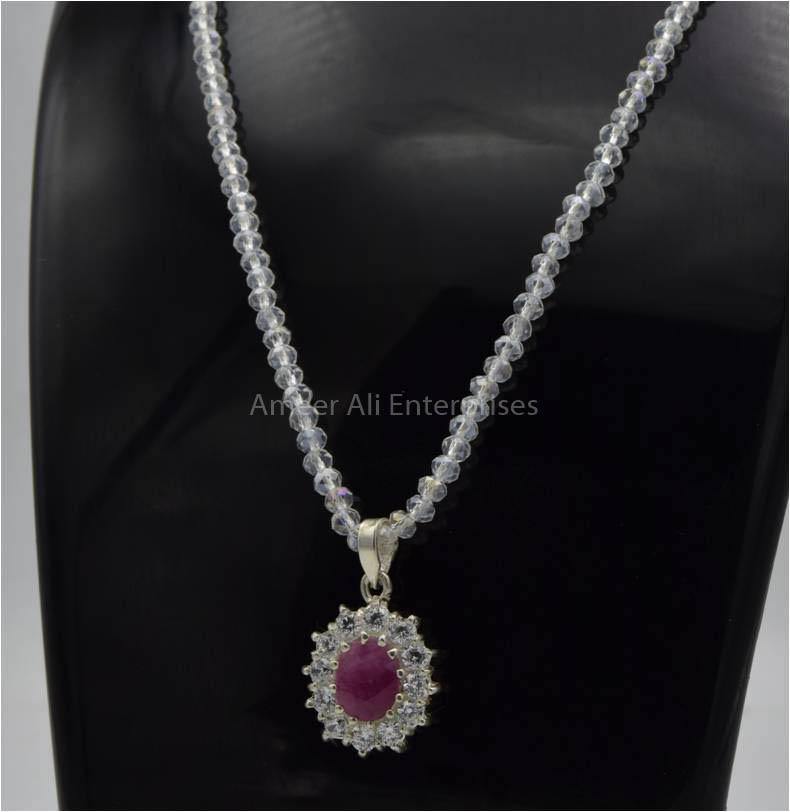 AAE 5780 Chandi Pendant 925, Stone: Ruby - AmeerAliEnterprises