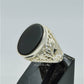 AAE 6639 Chandi Ring 925, Stone: Black Aqeeq