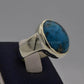 AAE 7727 Chandi Ring 925, Stone: Shajri Feroza (Turquoise) - AmeerAliEnterprises