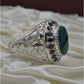 AAE 6692 Chandi Ring 925, Stone: Green Aqeeq