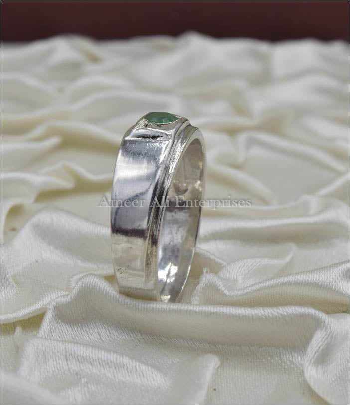 AAE 3515 Chandi Ring 925, Stone Emerald (Zamurd)