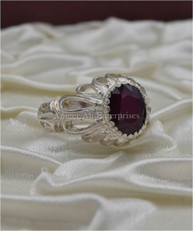 AAE 3427 Chandi Ring 925, Stone: Ruby (Yaqoot)