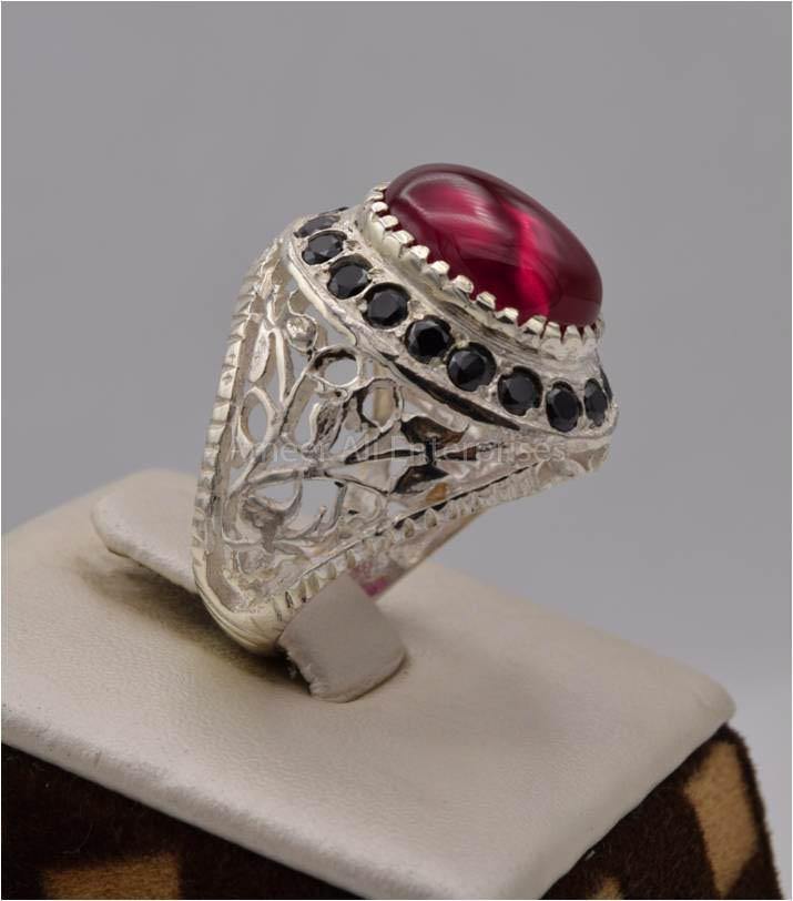 AAE 2495 Chandi Ring 925, Stone: Irani Poota Yaqoot (Anari Yaqoot) - AmeerAliEnterprises