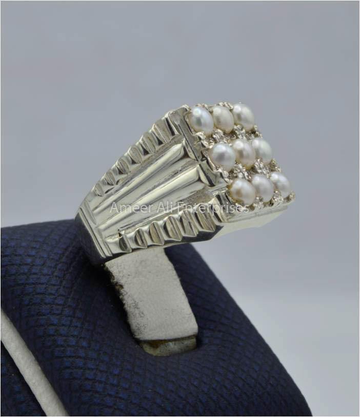 AAE 1801 Chandi Ring 925, Stone Pearl - AmeerAliEnterprises