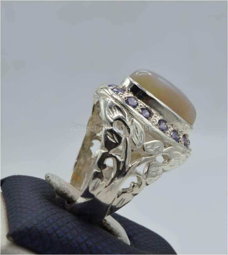 AAE 5929 Chandi Ring 925, Stone: Opal - AmeerAliEnterprises