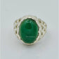 AAE 6237 Chandi Ring 925, Stone: Green Aqeeq