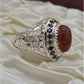AAE 6678 Chandi Ring 925, Stone: Red Aqeeq
