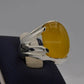 AAE 6528 Chandi Ring 925, Stone: Yellow Aqeeq - AmeerAliEnterprises
