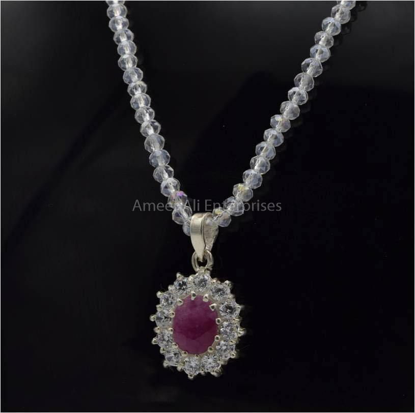 AAE 5780 Chandi Pendant 925, Stone: Ruby - AmeerAliEnterprises