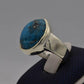 AAE 7727 Chandi Ring 925, Stone: Shajri Feroza (Turquoise) - AmeerAliEnterprises