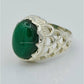 AAE 6237 Chandi Ring 925, Stone: Green Aqeeq
