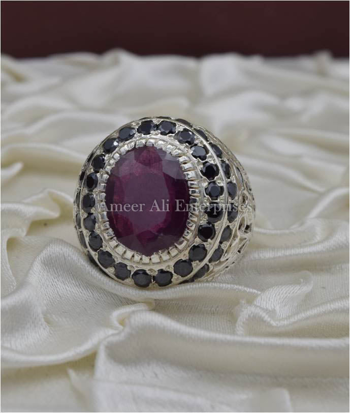 AAE 3919 Chandi Ring 925, Stone: Ruby (Yaqoot)