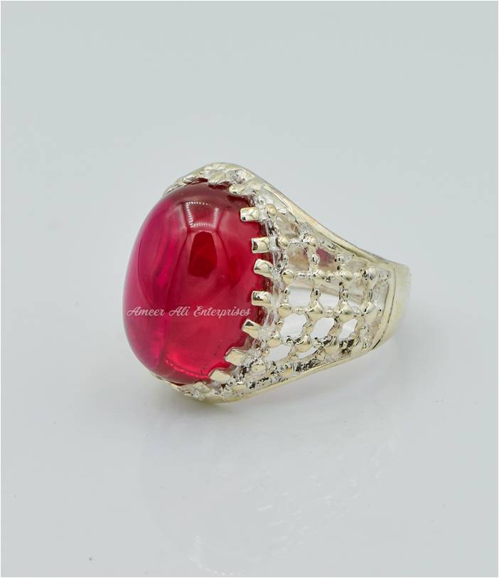 AAE 6292 Chandi Ring 925, Stone: Irani Poota Yaqoot