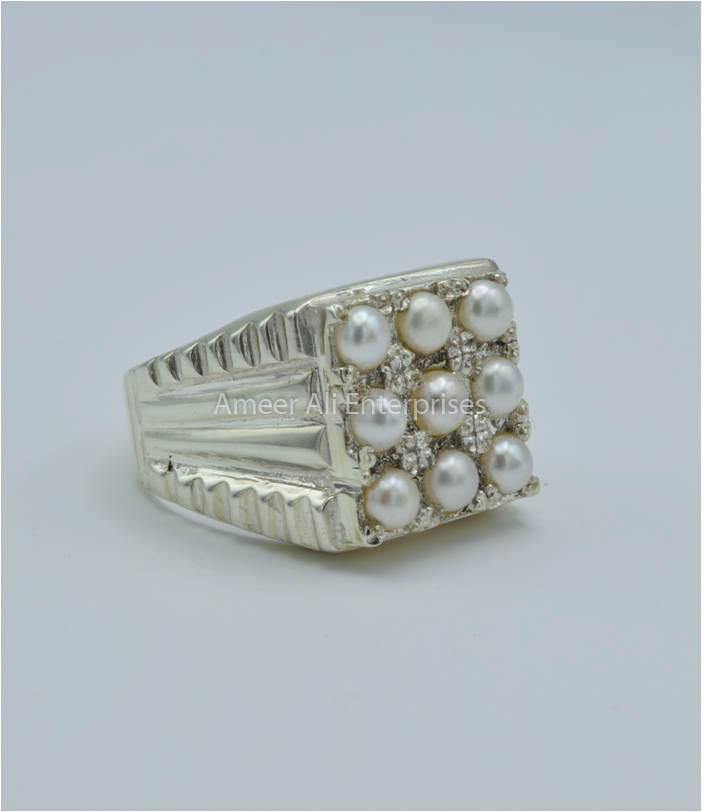 AAE 1801 Chandi Ring 925, Stone Pearl - AmeerAliEnterprises