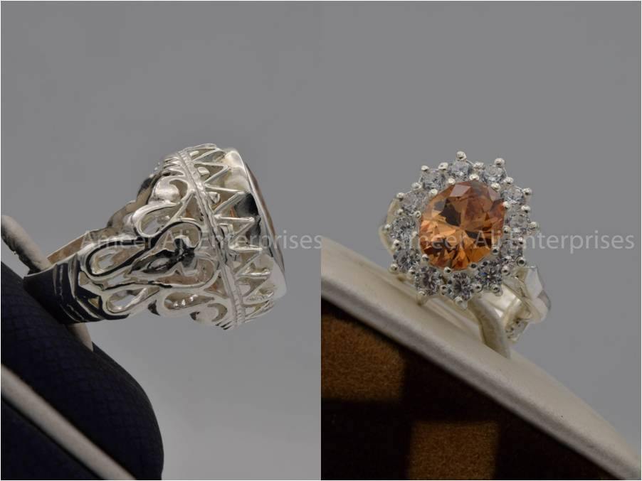 Silver Couple Rings: Pair 51,  Stone: Zircon - AmeerAliEnterprises
