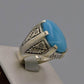 AAE 7566 Chandi Ring 925, Stone: Feroza (Turquoise) - AmeerAliEnterprises