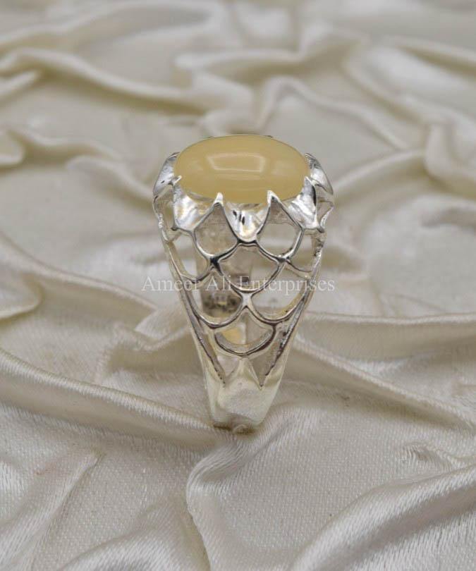 AAE 0325 Chandi Ring 925, Stone Opal (White) - AmeerAliEnterprises