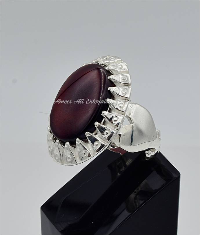 AAE 6566 Chandi Ring 925, Stone: Yamni Aqeeq