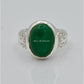 AAE 6596 Chandi Ring 925, Stone: Green Aqeeq