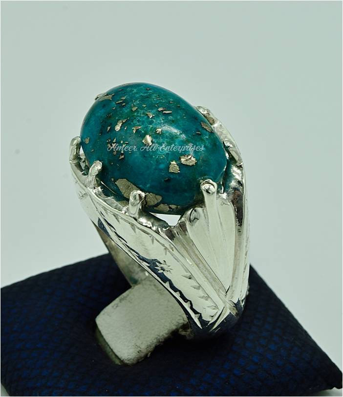 AAE 6858 Chandi Ring 925, Stone: Shajri Feroza