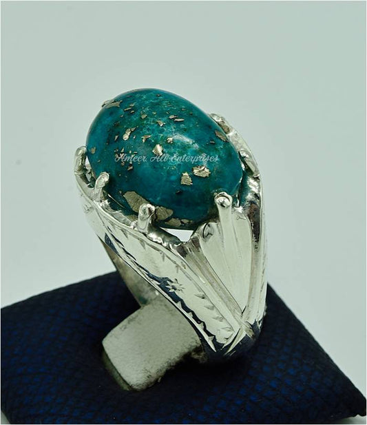 AAE 6858 Chandi Ring 925, Stone: Shajri Feroza
