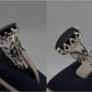 Silver Couple Rings: Pair 91,  Stone: Black Aqeeq (Agate) - AmeerAliEnterprises