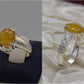 Silver Couple Rings: Pair 24,  Stone: Pukhraj (Yellow Sapphire) - AmeerAliEnterprises