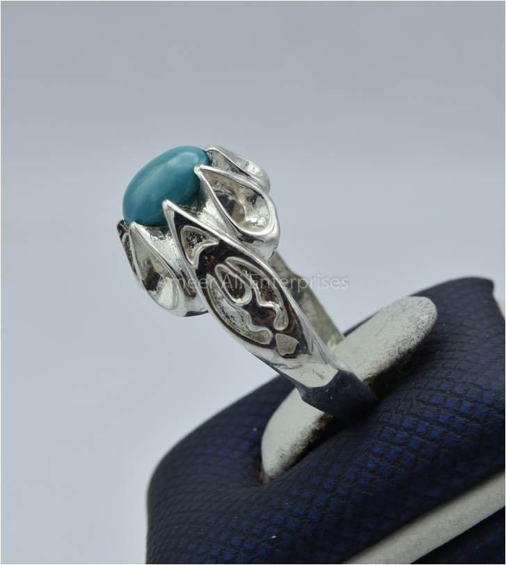 AAE 5796 Chandi Ring 925, Stone: Feroza - AmeerAliEnterprises