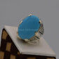 AAE 7566 Chandi Ring 925, Stone: Feroza (Turquoise) - AmeerAliEnterprises